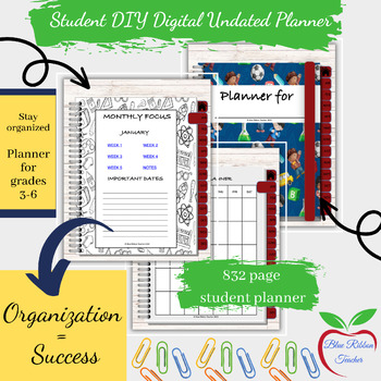Preview of Digital DIY Student Planner and daily routines for elementary students