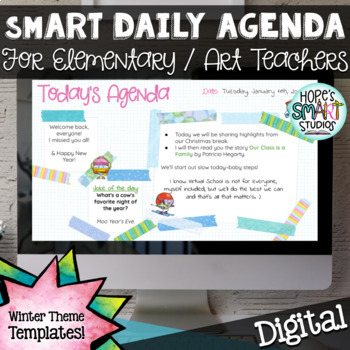 Preview of Digital Daily Agenda / December January February Morning Slides-Winter Templates