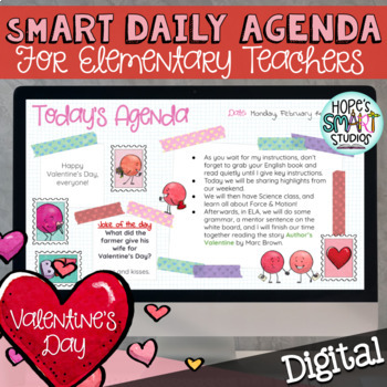Preview of Digital Daily Agenda / February Morning Slides - Valentine's Day Templates