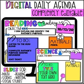 Preview of Digital Daily Agenda Slides | Google Slides | PowerPoint | Virtual Learning