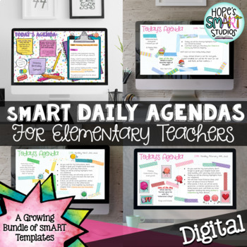 Preview of Digital Daily Agenda Templates - Growing Bundle of smART Morning Slides