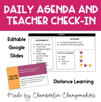 Preview of Digital Daily Agenda and Teacher Check-In Notebook - Back to School