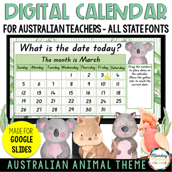 Preview of Digital Daily Classroom Calendar for Australian Teachers - Google Slides