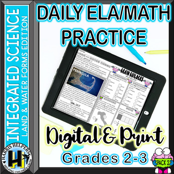 Preview of Digital Daily ELA and Math Skills Practice with Integrated Science LANDFORMS