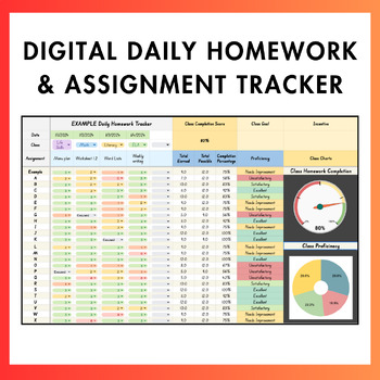 Preview of Digital Daily Assignment & Homework Tracker | Google Sheets Spreadsheet