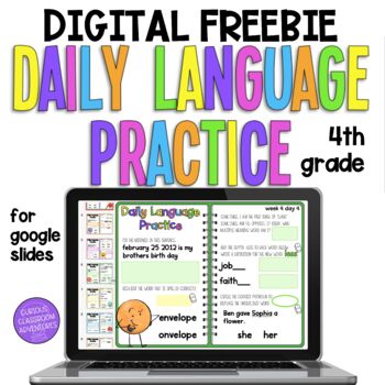 Preview of Digital Daily Language Review FREEBIE - 4th grade Morning Work - Bell Ringers