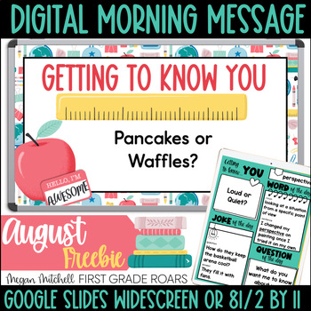 Preview of Digital Daily Morning Messages Google Slides August Freebie Morning Meeting