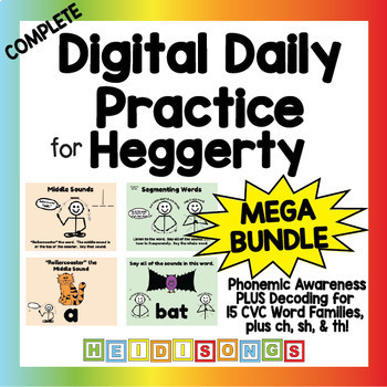 Preview of Digital Daily Practice for Heggerty MEGA BUNDLE - Digraphs & CVC Words