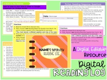 Preview of Digital Daily Reading Log - Upper Elementary & Middle School