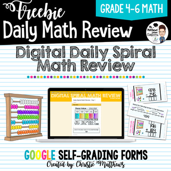 Preview of Digital Daily Spiral Math Review for Google Freebie!