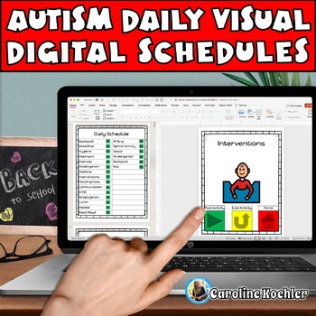 Preview of Digital Daily Visual Schedule Pictures Icons Autism Editable Classroom Template