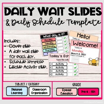 Preview of Digital Daily Wait Slides and Digital Daily Schedule Templates