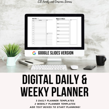 Preview of Digital Daily and Weekly Planners - Google Slides version
