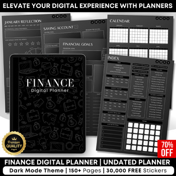 Preview of Digital Dark Budget Planner, Finance Tracker, Finance Planner, Goodnotes Planner