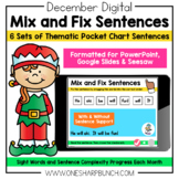 Digital December Pocket Chart Sentences | Predictable Sigh