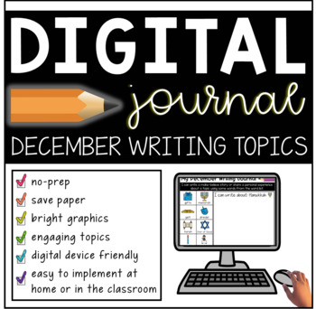 Preview of Digital December Writing Journal Prompts for K-2