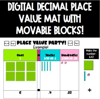 Preview of Digital Decimal Place Value Mat with Movable Blocks