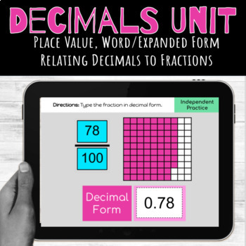 Preview of Digital Decimals Unit: Decimal Place Value & Comparing Decimals {Google Slides}