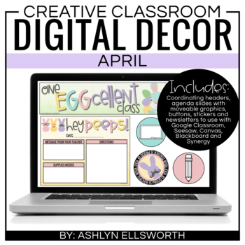 Preview of Digital Decor April | Distance Learning | Google Slides and Headers