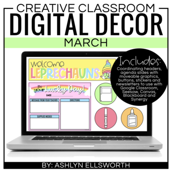 Preview of Digital Decor March | Distance Learning | Google Slides and Headers