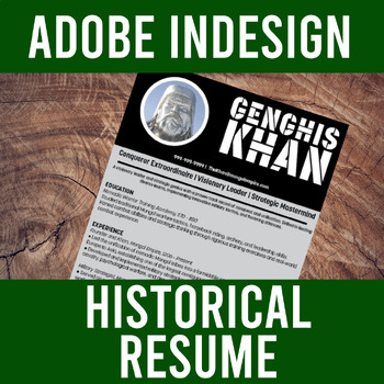 Preview of Digital Design, Adobe InDesign Project - Historical Figure Resume | Rubric & Ex.