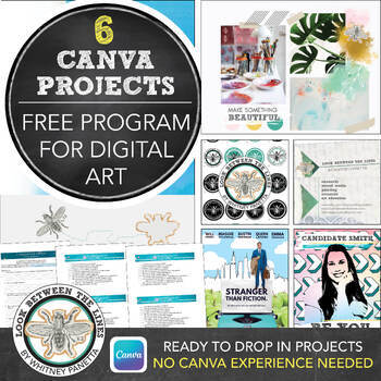 Preview of Digital Design, Graphic Design Canva Projects: Middle, High School Art Lessons