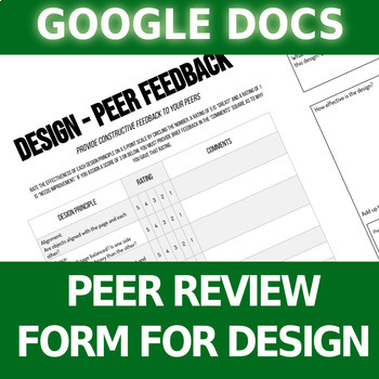 Preview of Digital Design Peer Review Feedback Form | Based on Principles of Design