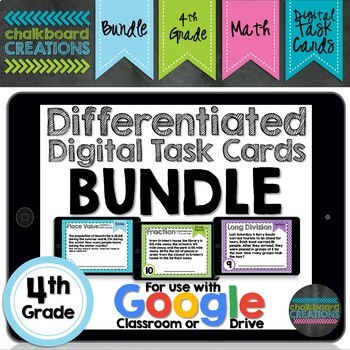 Preview of Digital Differentiated Task Cards: Bundle 4th Grade (GOOGLE) Distance Learning