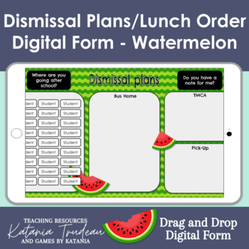 Preview of Digital Dismissal Plans and Lunch Order Form - Watermelon