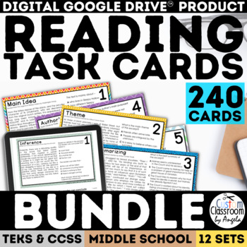 Preview of Reading Skills Task Card Bundle for Google Forms™ Digital Distance Learning