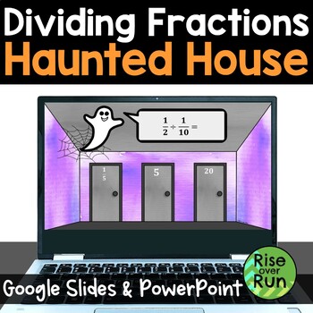 Preview of Digital Dividing Fractions Practice Halloween Activity