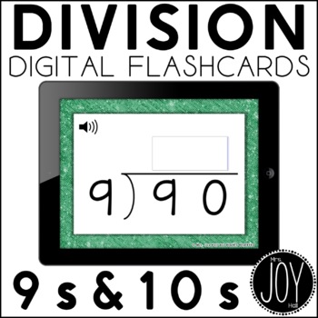 Preview of Digital Division Flashcards for 9s and 10s | Distance Learning