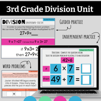 Preview of Digital Division Unit: 3rd Grade {Google Slides}