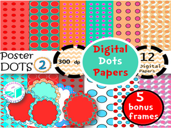Preview of Digital Dots Paper 2- plus bonus 5 scallop frames