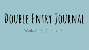 Preview of Digital Double Entry Journal (DEJ) Reading Log