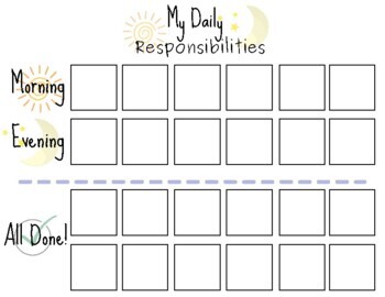 Preview of Digital Download Kid's Responsibility Chore Chart, Daily Chores