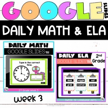 Preview of Digital ELA and Math for Google Classroom™ Bundle Week 3