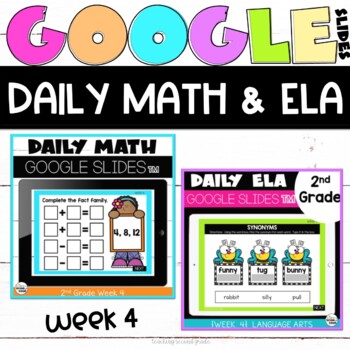 Preview of Digital ELA and Math for Google Classroom™ Bundle Week 4