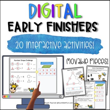 Preview of Digital Early Fast Finisher Math Brain Teaser Activities - 1st, 2nd, 3rd Grades