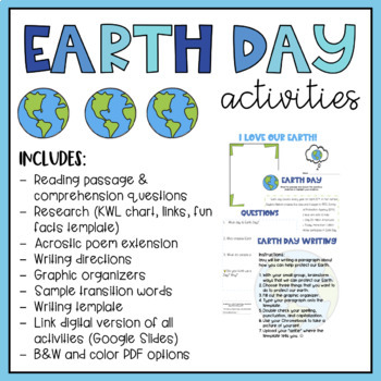 Digital Earth Day Activities by Miss Muraoka | Teachers Pay Teachers