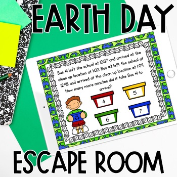 Preview of Digital Earth Day Math Escape Room 4th Grade Math Review for Google Forms™