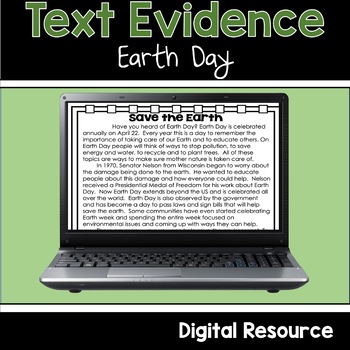 Earth Day Reading Passage | Digital Finding and Citing Text Evidence