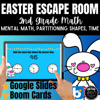 Preview of Digital Easter 2nd Grade Math Review Escape Room, Partitioned Shapes, Addition