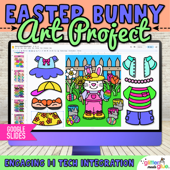 Preview of Digital Build an Easter Bunny Activity & Spring Writing Prompts on Google Slides