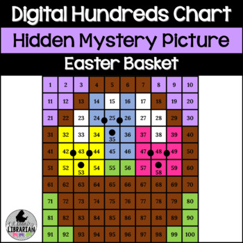 Preview of Digital Easter Basket Hundreds Chart Hidden Picture Math PPT or Slides™