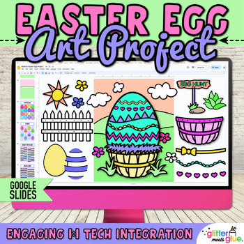 Preview of Digital Build an Easter Egg Craft & Spring Writing Activities on Google Slides