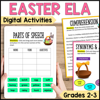Preview of Digital Easter ELA and Reading Activity | Easter Reading Comprehension