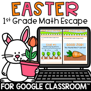 Preview of Digital Easter Escape Room Activity 1st Grade Math Review Google Forms™