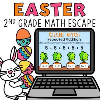 Preview of Digital Easter Escape Room Activity 2nd Grade Math Review Google Forms™