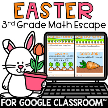 Preview of Digital Easter Escape Room Activity 3rd Grade Math Review Google Forms™